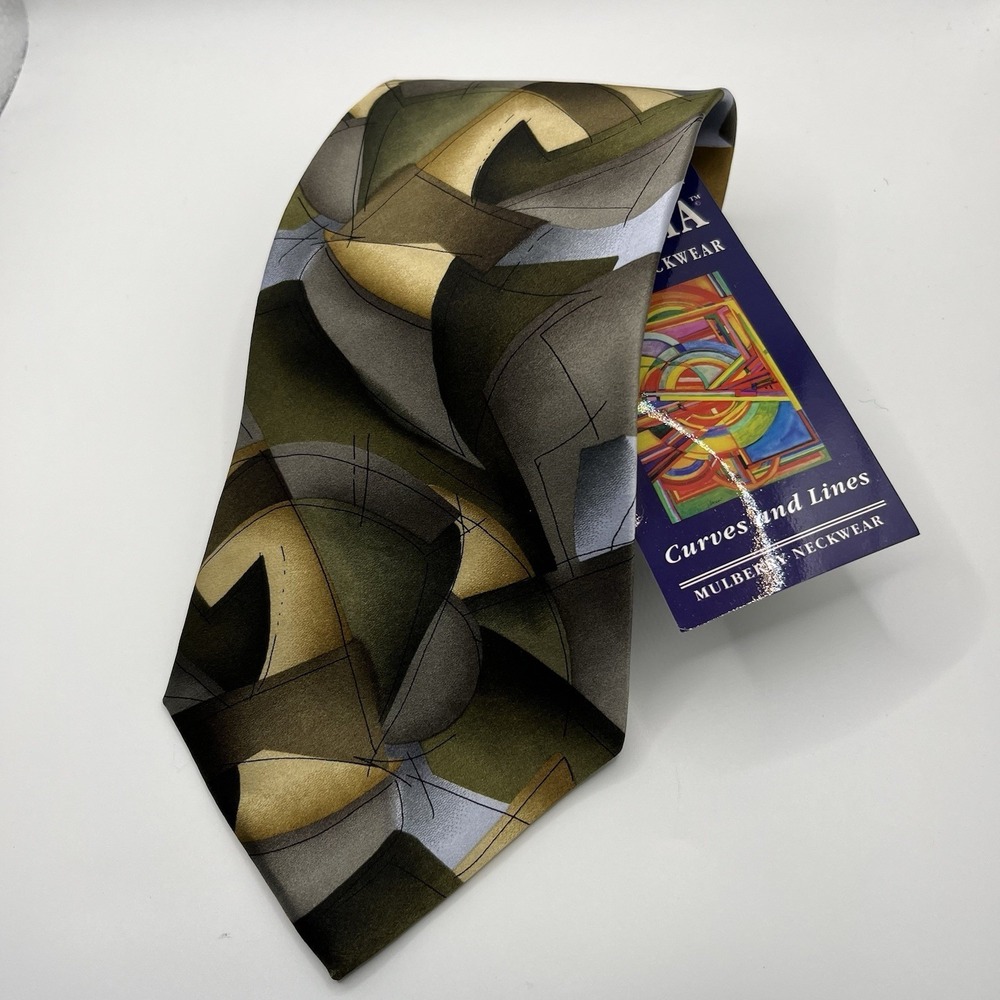 J Garcia Mens Silk Curves And Lines Collection Fourteen Abstract Tie NEW